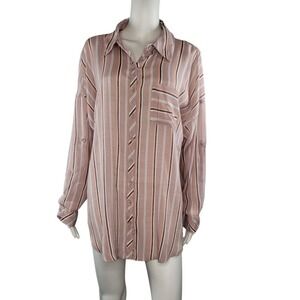 Torrid Striped Button-Up Long Sleeve Blouse‎